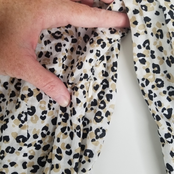 J. Crew Lightweight Cotton Puff Long Sleeve Cheetah Print Dress XS Ruffles - Picture 5 of 16